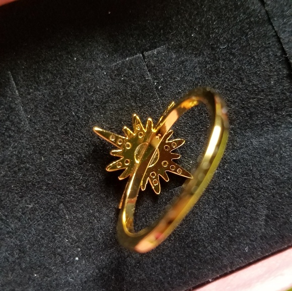 Celestial Starburst GOLD Lab Opal Pave CZ Ring - Picture 3 of 4